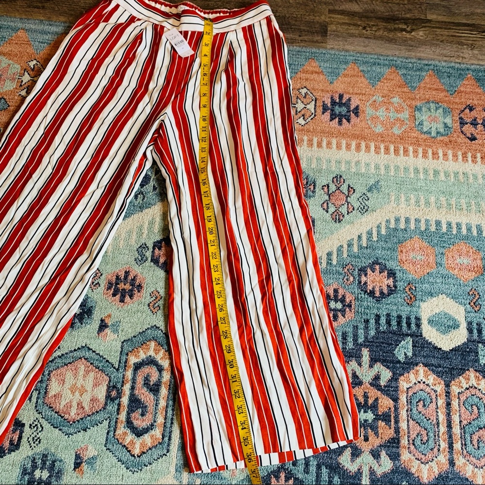 SzM NWT Loft Wide Leg Crop Pants in Stripe Whisper White - Picture 3 of 7